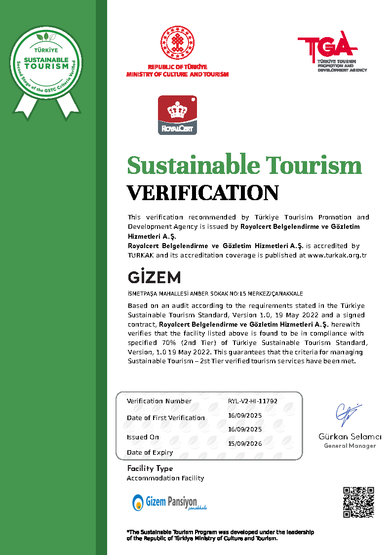 Gizem Pansiyon Sürdürülebiilir Turizm Belgesi